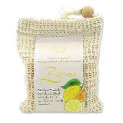 Handcrafted sheep milk soap 150g classic packed in a soap holder, Lemon 