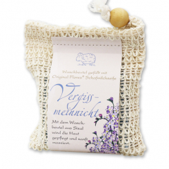 Handgeschöpfte Schafmilchseife 150g klassisch im Waschbeutel, Vergissmeinnicht 