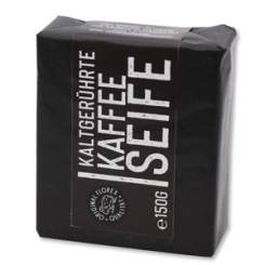 Spezialseife handgeschöpft 150g "Black Edition" schwarz verpackt, Kaffee 