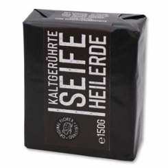 Spezialseife handgeschöpft 150g "Black Edition" schwarz verpackt, Heilerde 