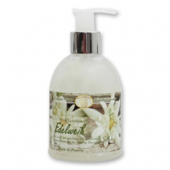 Flüssigseife mit biologischer Schafmilch 250ml im Spender modern,  Edelweiß 
