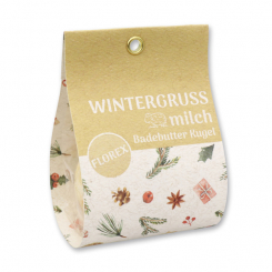 Bath butter bomb with sheep milk 50g in a bag "Wintergruß", Orange/Almond 