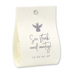 Badebutter-Kugel mit Schafmilch 50g in Tasche "Sei stark und mutig...", Hibiskus/Orange 