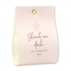 Bath butter bomb with sheep milk 50g in a bag "Glaub an dich...", Heather/White Tea 