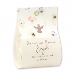 Bath butter bomb with sheep milk 50g in a bag "Du bist der Beweis,...", Orange/Almond 