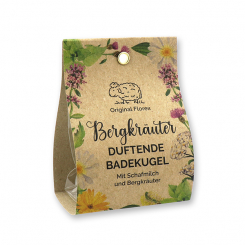 Bath butter bomb with sheep milk 50g in bag "feel-good time", Mountain herbs 