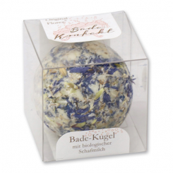 Bath butter bomb with sheep milk 50g in box, Cornflower Blue/Lotus 