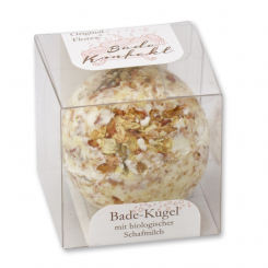 Badebutter-Kugel mit Schafmilch 50g in Cellobox, Jasmin/Lotus 