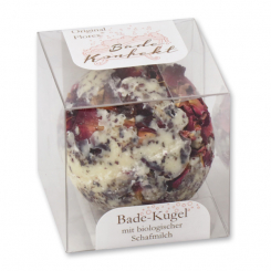 Badebutter-Kugel mit Schafmilch 50g in Cellobox, Rosenblüten/Rose 
