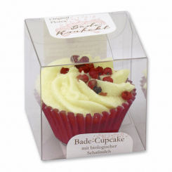 Bath butter cupcake with sheep milk 45g in box, Pink Pfeffer/Cranberry 
