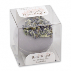 Bath butter bomb with sheep milk 50g in box, Lavender Flowers/Lavender-Rosemary 