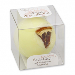 Badebutter-Kugel mit Schafmilch 50g in Cellobox, Orangenscheibe/Orange 