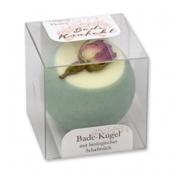 Bath butter bomb with sheep milk 50g in box, Rosebud/Rose 