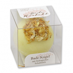 Bath butter bomb with sheep milk 50g in box, Marigold/Lime-Green Tea 