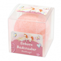 Badekugel mit Schafmilch 125g in Cellobox "Einhorn Badezauber", Blütenzauber 