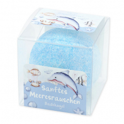 Bath bomb with sheep milk 125g in a box "Sanftes Meeresrauschen", Cloud breeze 