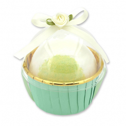 Badekugel mit Schafmilch 125g im Förmchen dekoriert, Lemongras 