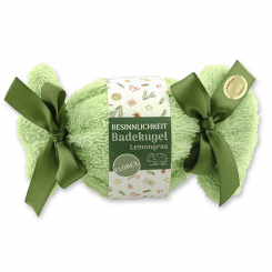Bath bomb with sheep milk 125g in a washcloth "Besinnlichkeit", Lemongras 