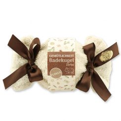 Bath bomb with sheep milk 125g in a washcloth "Gemütlichkeit", Swiss Pine 