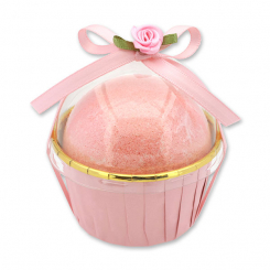 Bath bomb with sheep milk 125g in a cases decorated, Peony 