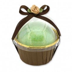 Badekugel mit Schafmilch 125g im Förmchen dekoriert, Zirbe 