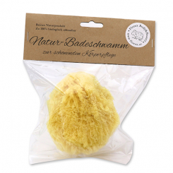 Naturschwamm ca. 12cm verpackt in Cello mit Karterl 