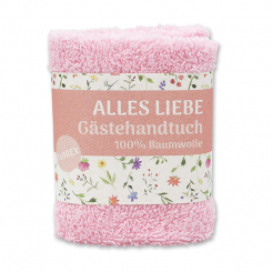 Waschtuch 30x30cm "Alles Liebe", rosa 