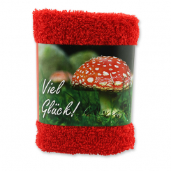 Waschtuch 30x30cm "Viel Glück", rot 