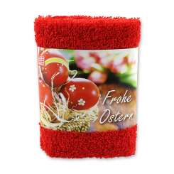 Waschtuch 30x30cm "Frohe Ostern", rot 