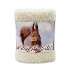Waschtuch 30x30cm "Winterliche Grüße", creme 