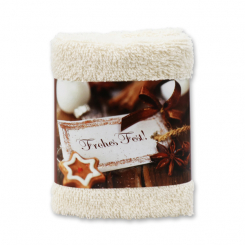 Hand towel 30x30cm "Frohes Fest", creme 