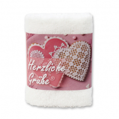 Hand towel 30x30cm "Herzliche Grüße", white 