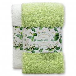 Gästehandtuch 30x50cm "Genieße den Tag", grün/weiß 