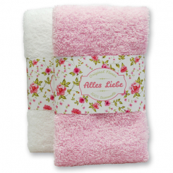 Guest towel 30x50cm "Alles Liebe", rose/white 
