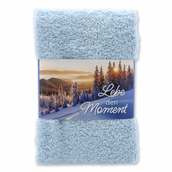 Guest towel 30x50cm "Lebe den Moment", blue 