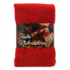 Gästehandtuch 30x50cm "Frohe Weihnachten", rot 