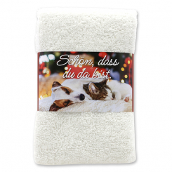 Guest towel 30x50cm "Schön, dass du da bist", white 