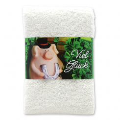 Guest towel 30x50cm "Viel Glück", white 