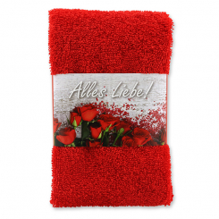 Guest towel 30x50cm "Alles Liebe", red 
