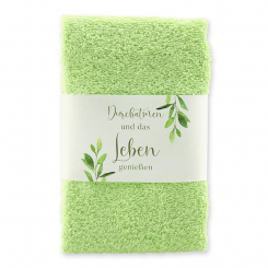 Guest towel 30x50cm "Durchatmen und das Leben genießen", green 