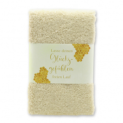 Guest towel 30x50cm "Lasse deinen Glücksgefühlen...", creme 