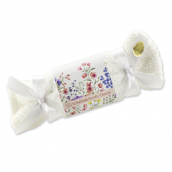 Schafmilchseife eckig 100g  im Waschlappen
'Blütenzart' mit Motiv 10, Classic 