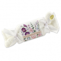 Schafmilchseife eckig 100g  im Waschlappen
'Blütenzart' mit Motiv 6, Classic 