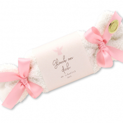 Schafmilchseife eckig 100g im Waschlappen "Glaub an dich...", Pfingstrose 