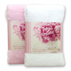 Gästehandtuch 30x50cm "Eine Kleinigkeit", weiß/rosa 