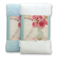 Gästehandtuch 30x50cm "Alles Gute", weiß/blau 