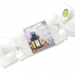 Schafmilchseife eckig 100g im Waschlappen "Besinnliche Winterzeit", Schneerose 