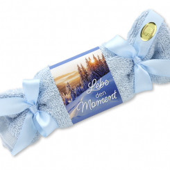 Sheep milk soap 100g in a washcloth "Lebe den Moment", Christmas rose white 