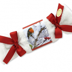 Sheep milk soap 100g in a washcloth "Winterliche Grüße", Pomegranate 