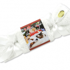 Sheep milk soap 100g in a washcloth "Schön, dass du da bist", Classic 